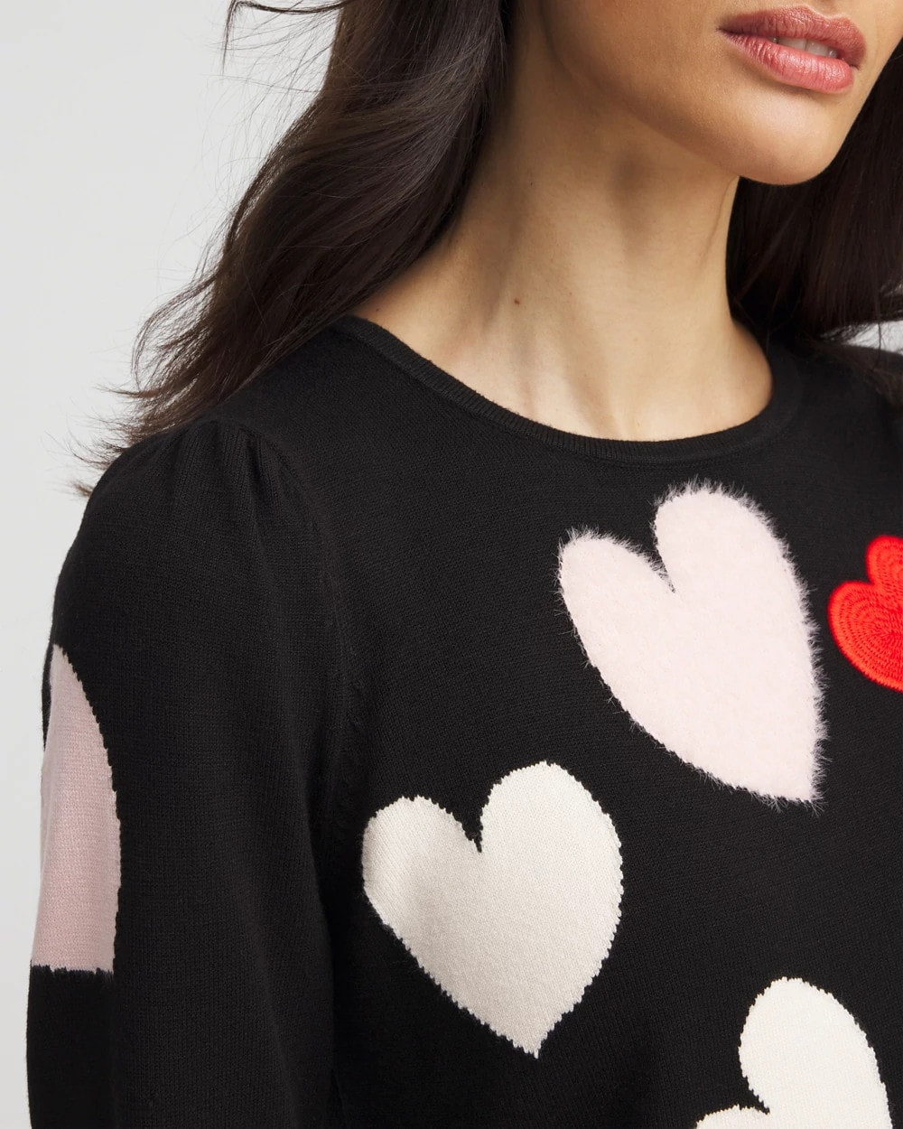 Chico's Quality - V-Day Multi-Heart Pullover Black