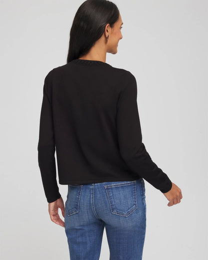 Chico's Value - V-Day Embroidered Crewneck Cardigan Black