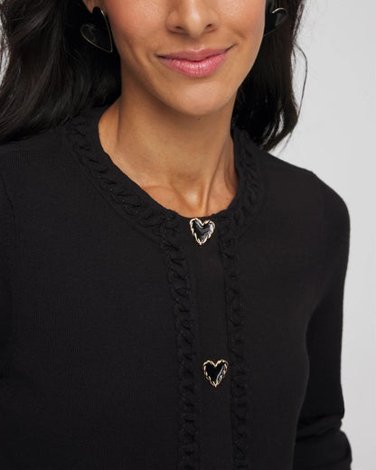 Chico's Value - V-Day Embroidered Crewneck Cardigan Black