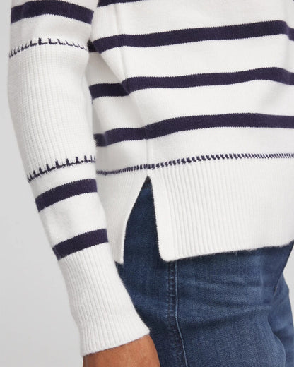 Chico's Essential - Striped Relaxed Mockneck Pullover Ecru