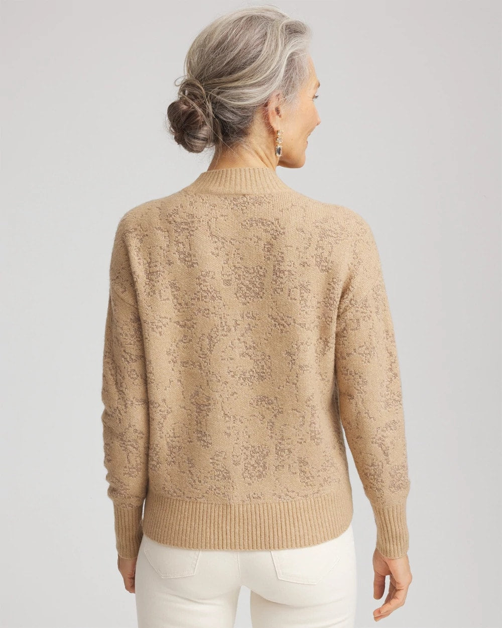Chico's Everyday - Jacquard Mockneck Pullover Champagne Fizz