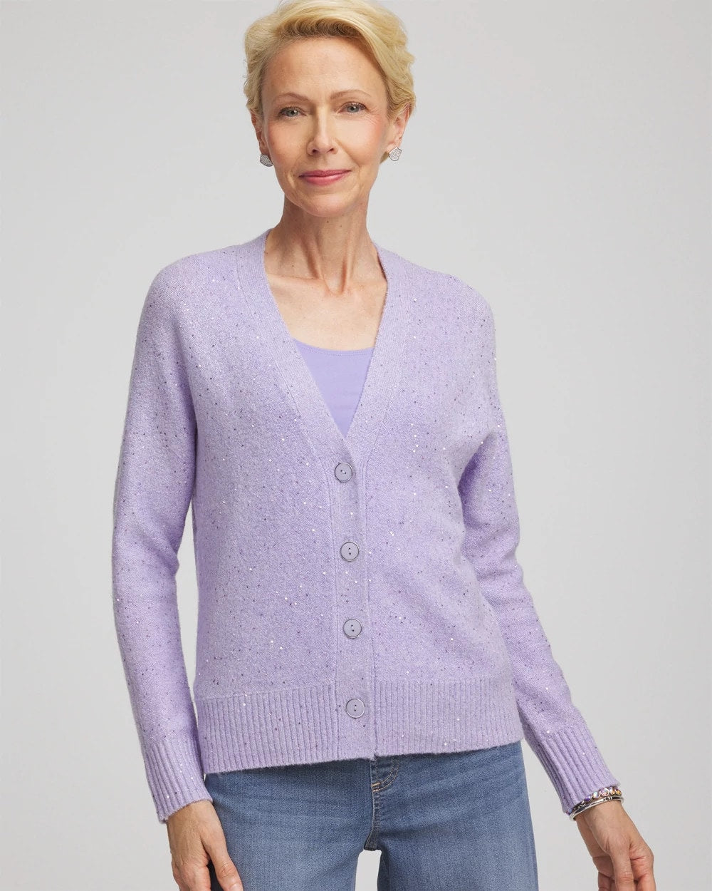 Chico's Sale - Shine Boyfriend Cardigan Lilac Mist