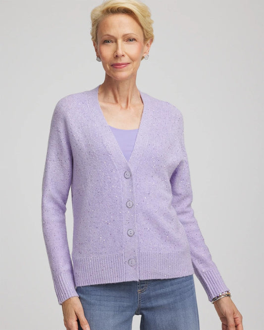 Chico's Sale - Shine Boyfriend Cardigan Lilac Mist