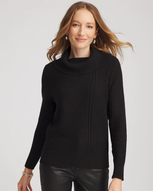 Chico's Recommended - Ribbed Cowlneck Sweater Black