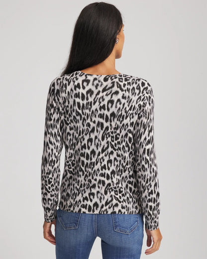 Chico's Sale - Animal Crewneck Cardigan English Cream