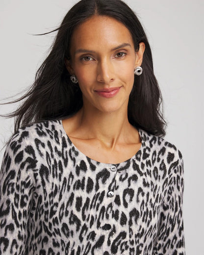 Chico's Sale - Animal Crewneck Cardigan English Cream