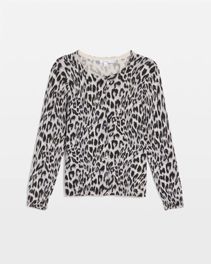 Chico's Sale - Animal Crewneck Cardigan English Cream