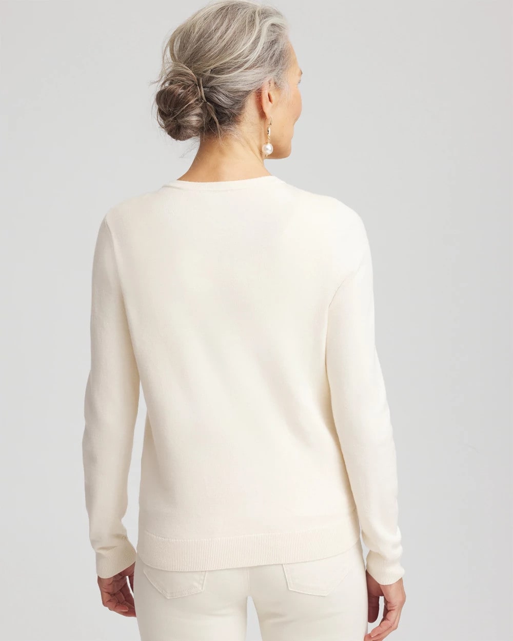 Chico's Quality - Embellished Crewneck Cardigan English Cream