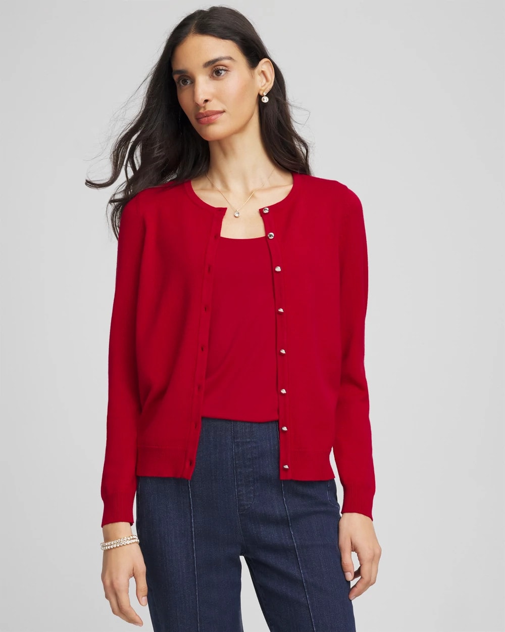 Chico's Customer Favorite - Crewneck Cardigan Carmine Red