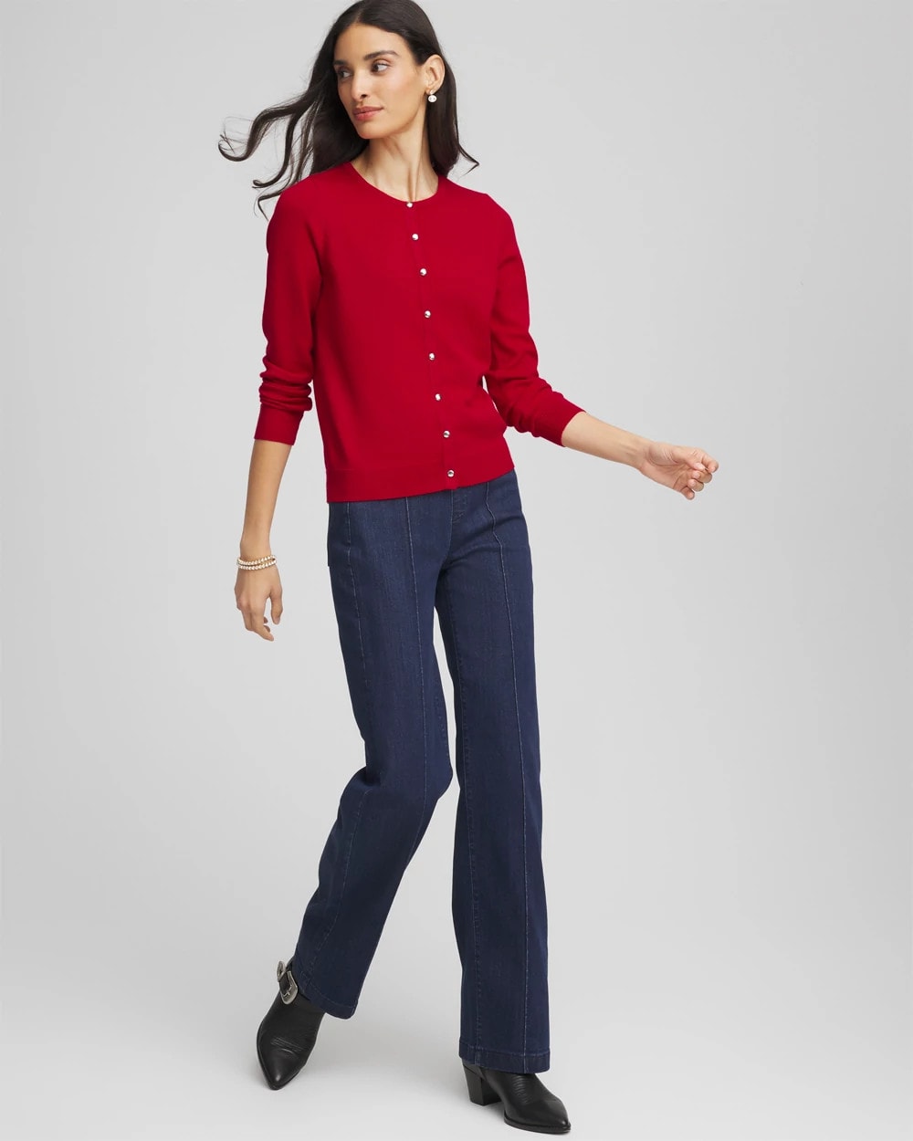 Chico's Customer Favorite - Crewneck Cardigan Carmine Red