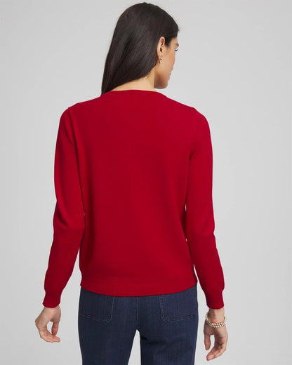 Chico's Customer Favorite - Crewneck Cardigan Carmine Red
