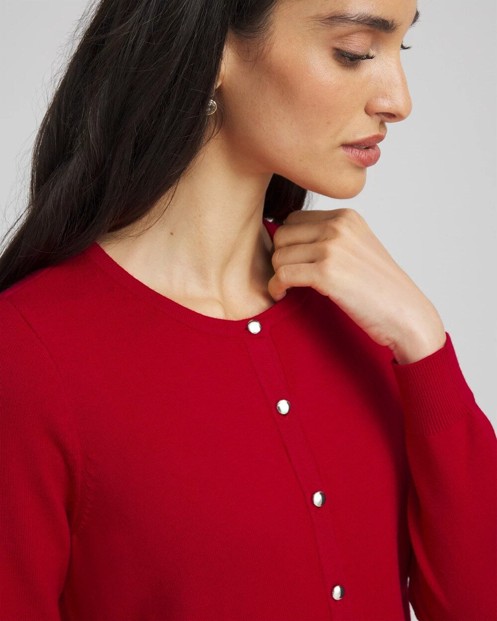 Chico's Customer Favorite - Crewneck Cardigan Carmine Red
