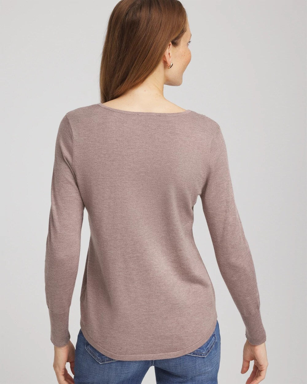 Chico's Classic - Ella Embellished V-Neck Sweater Taupe Heather