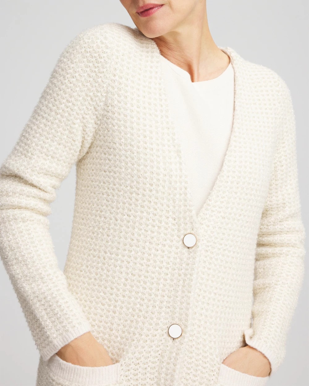 Chico's Trending - Fur Trim Cardigan English Cream