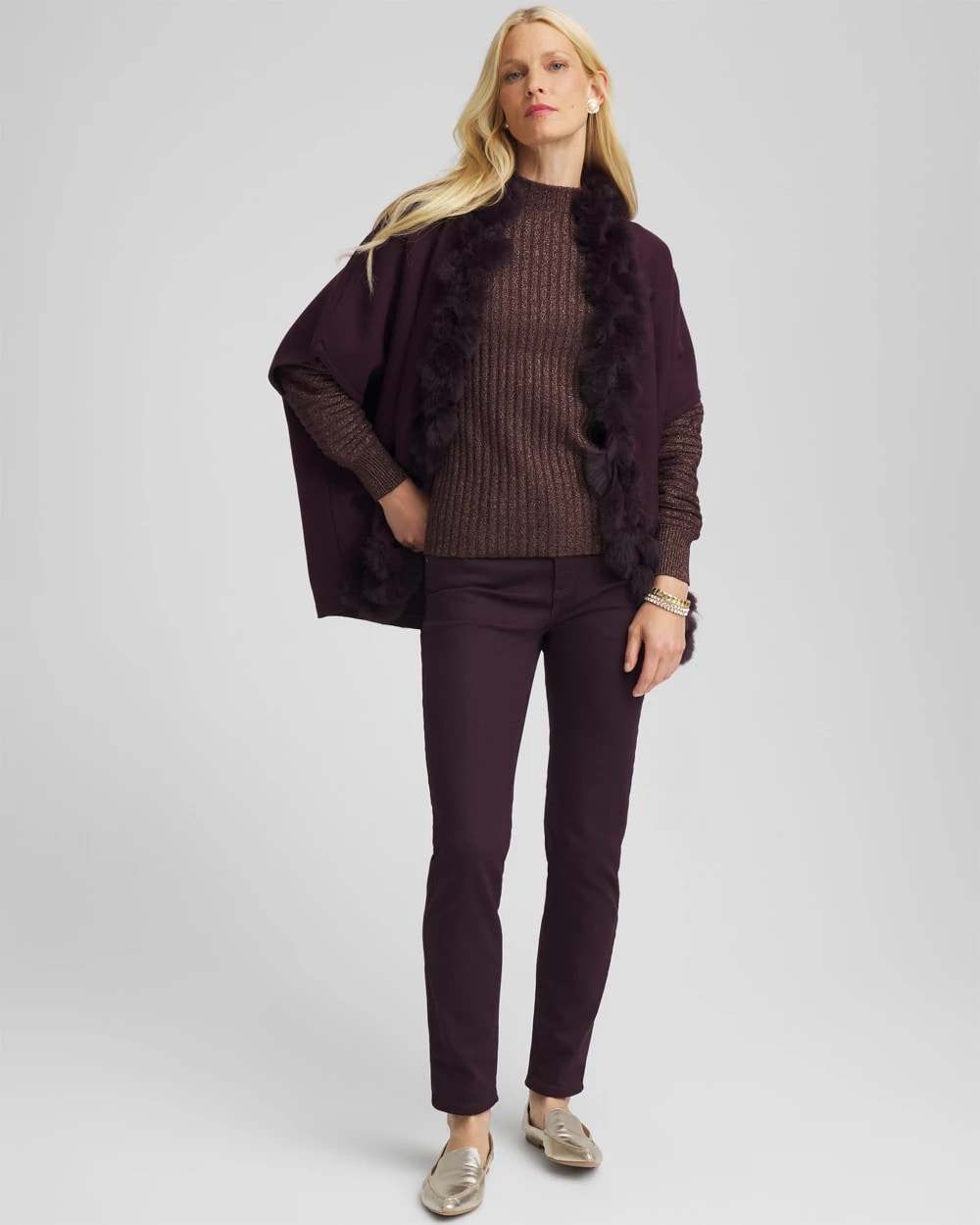 Chico's Discount - Metallic Ribbed Pullover Night Bloom