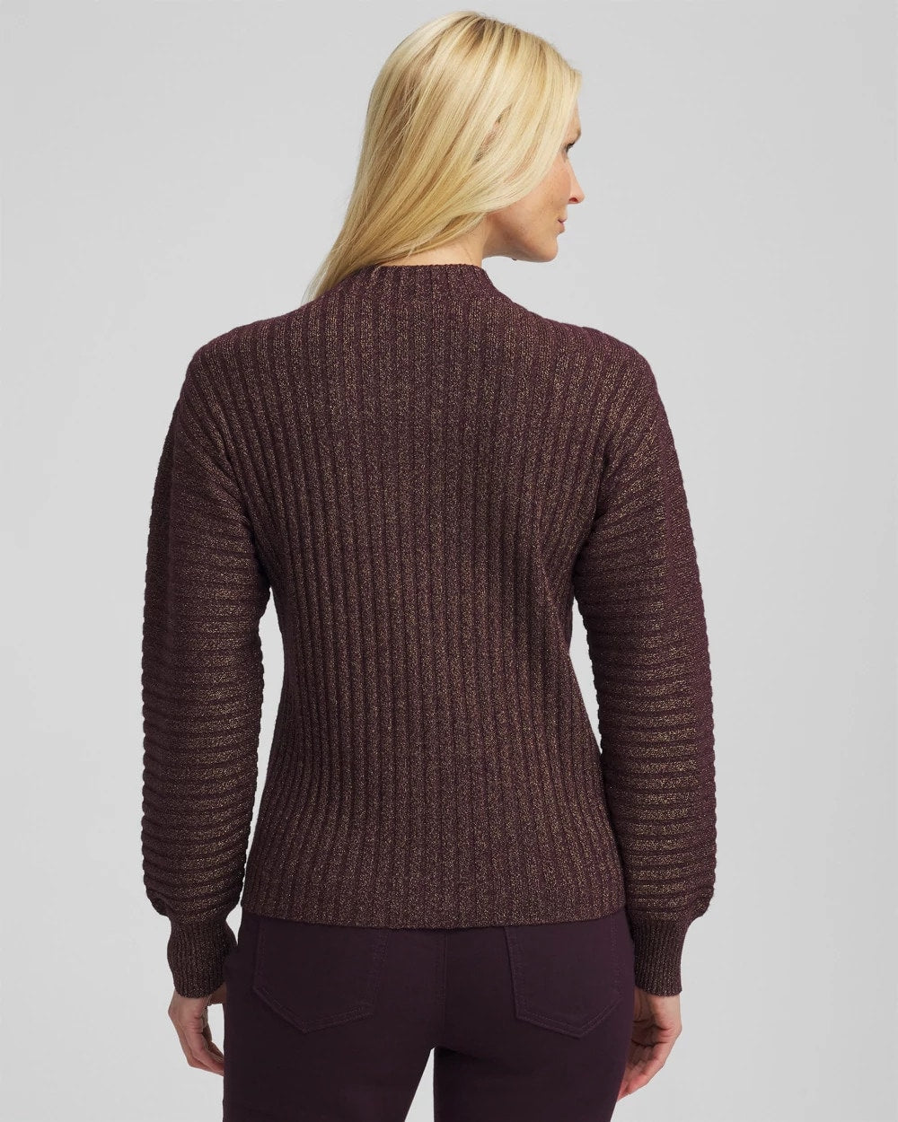 Chico's Discount - Metallic Ribbed Pullover Night Bloom