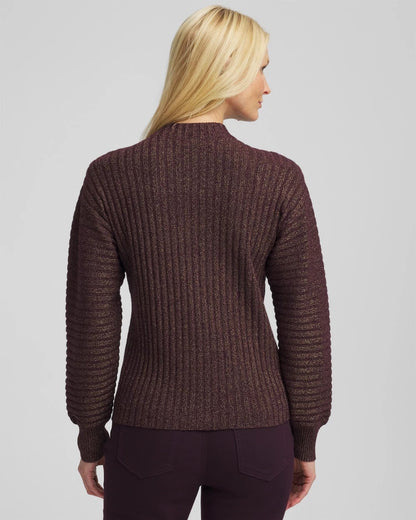 Chico's Discount - Metallic Ribbed Pullover Night Bloom
