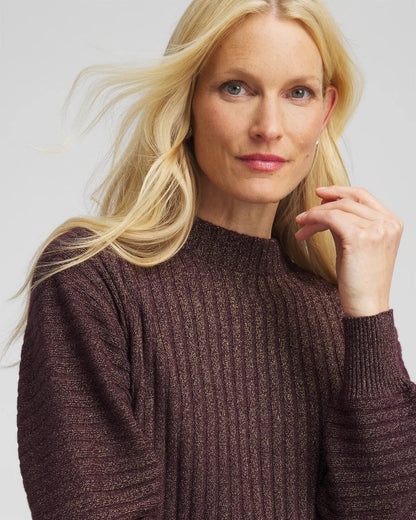 Chico's Discount - Metallic Ribbed Pullover Night Bloom