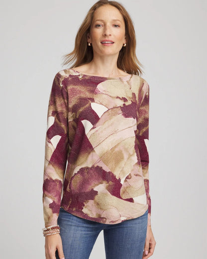 Chico's Deals - Ella Ocean Glitz Boatneck Sweater Purple Royale