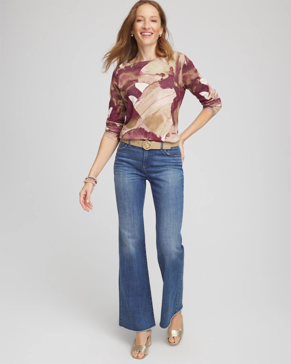 Chico's Deals - Ella Ocean Glitz Boatneck Sweater Purple Royale
