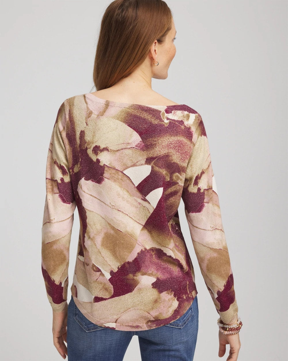 Chico's Deals - Ella Ocean Glitz Boatneck Sweater Purple Royale