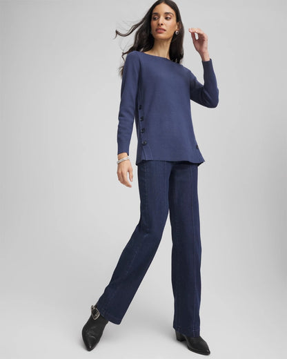 Chico's Popular - Button Tunic Sweater Indigo Sky