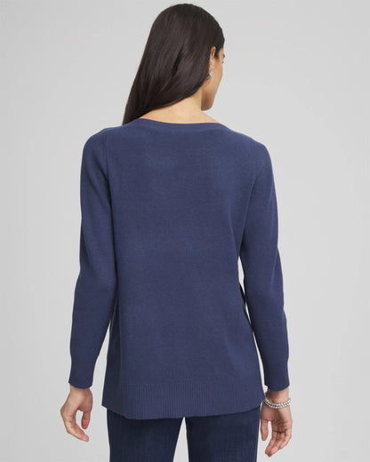 Chico's Popular - Button Tunic Sweater Indigo Sky