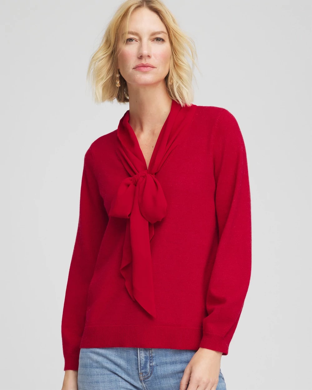 Chico's Special Offer - Bow-Detailed Sweater Carmine Red