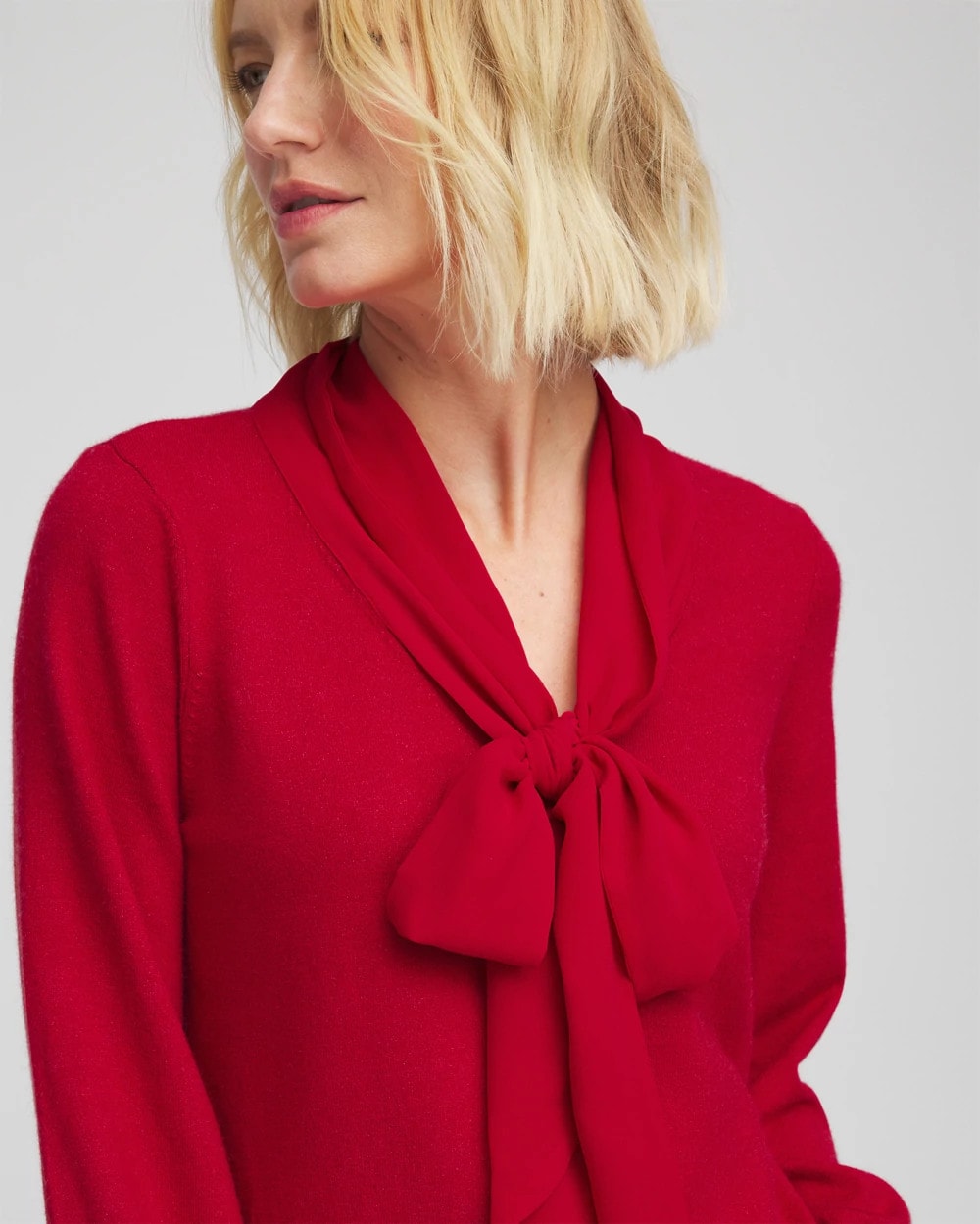 Chico's Special Offer - Bow-Detailed Sweater Carmine Red