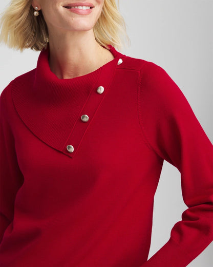 Chico's Value - Button Envelope Neck Sweater Carmine Red