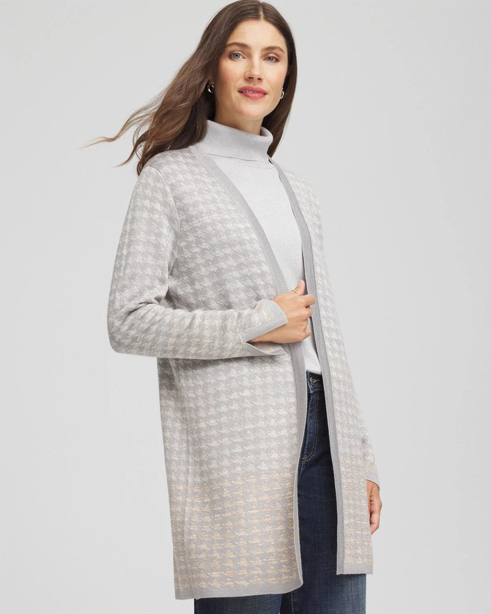 Chico's Best Seller - Metallic Herringbone Cardigan Gray