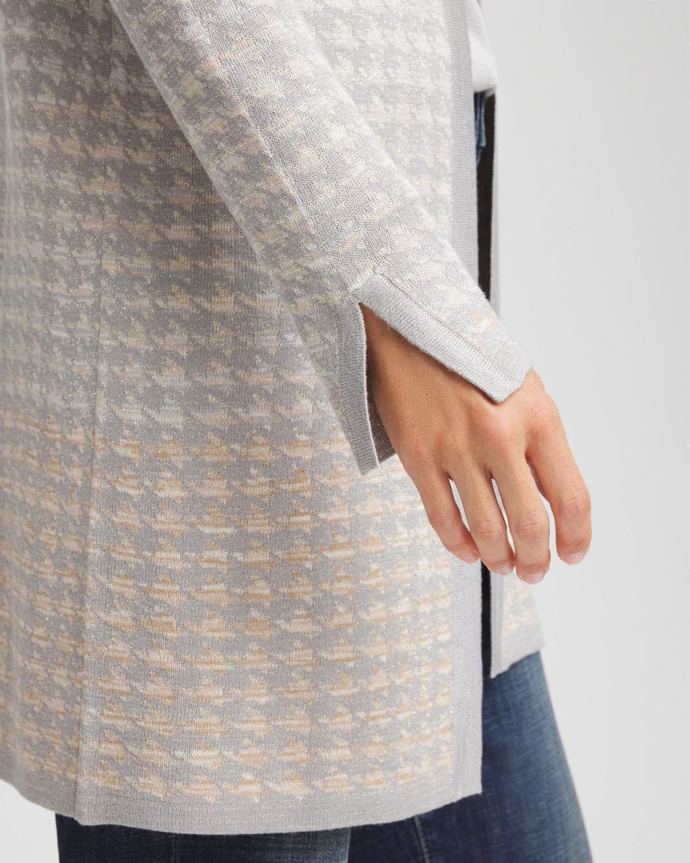 Chico's Best Seller - Metallic Herringbone Cardigan Gray