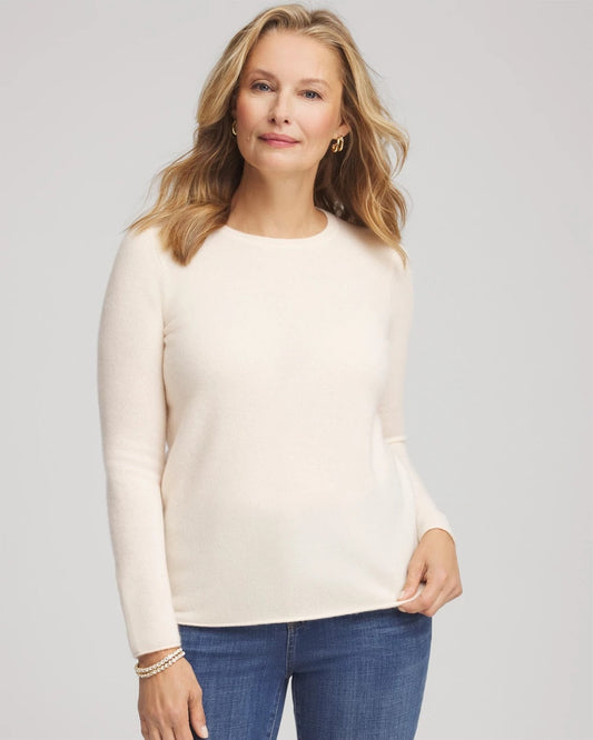Chico's Latest - Crewneck Cashmere Pullover Sweater Cream
