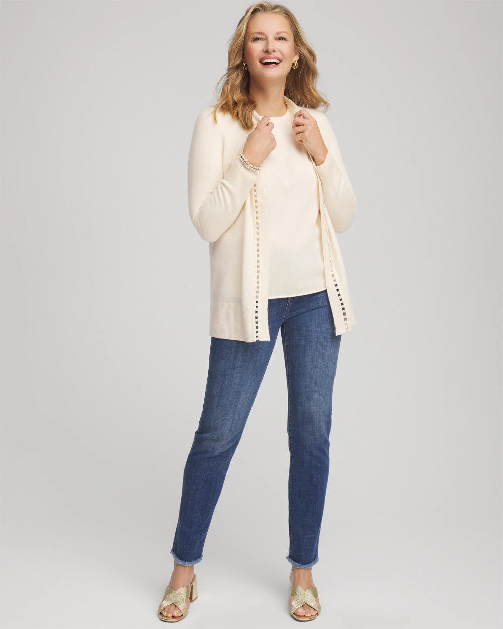 Chico's Latest - Crewneck Cashmere Pullover Sweater Cream