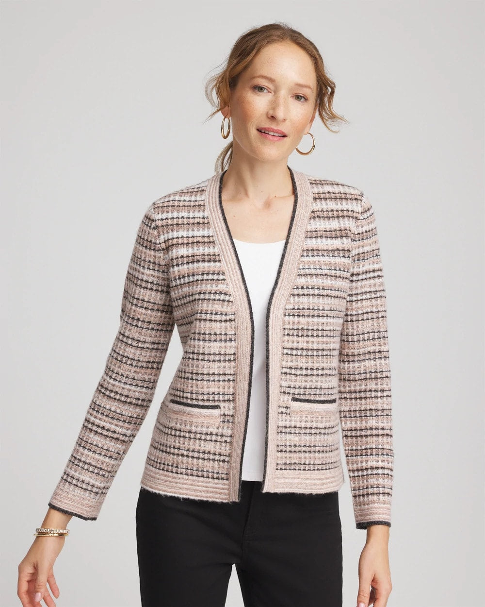 Chico's Top Pick - Sunset Abstract Sweater Jacket Black