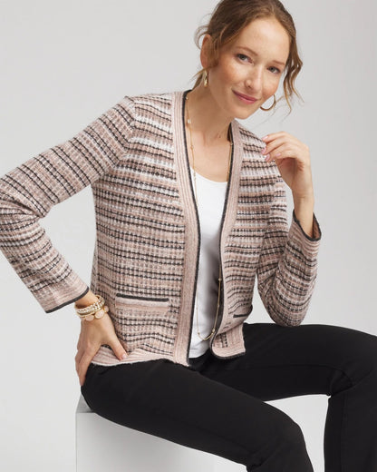 Chico's Top Pick - Sunset Abstract Sweater Jacket Black