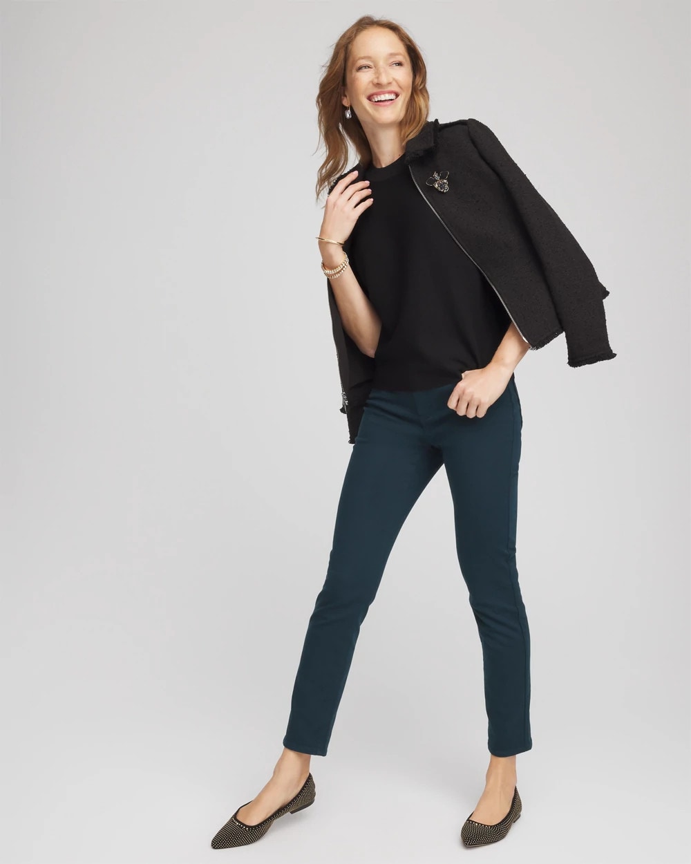 Chico's Deals - Dolman Sleeve Crew Neck Pullover Sweater Black