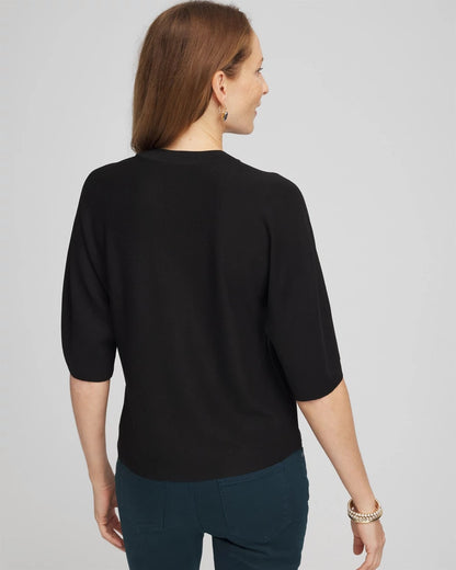 Chico's Deals - Dolman Sleeve Crew Neck Pullover Sweater Black
