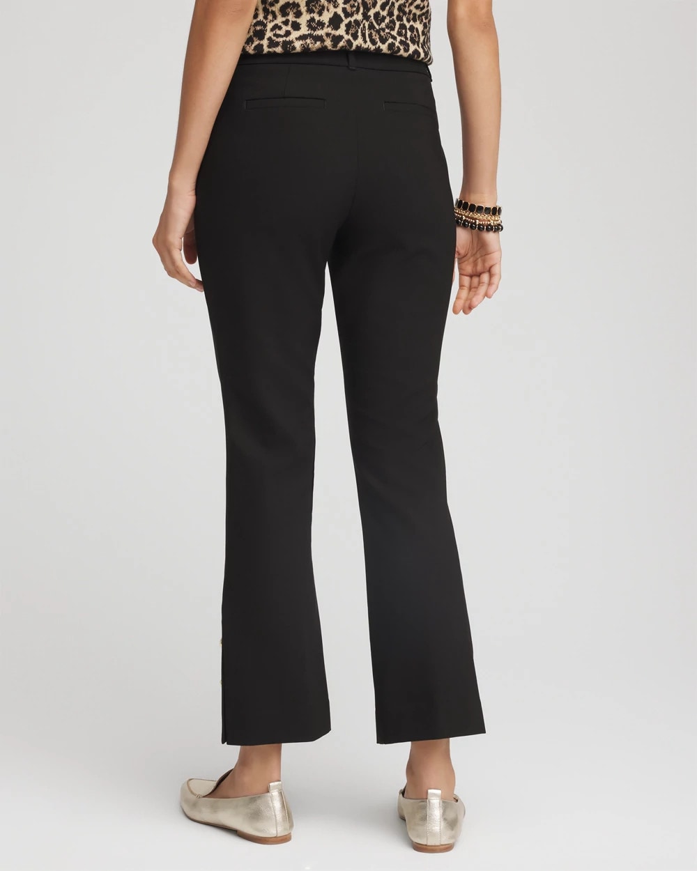 Chico's Value - Bi-Stretch Flared Button-Hem Cropped Pants Black