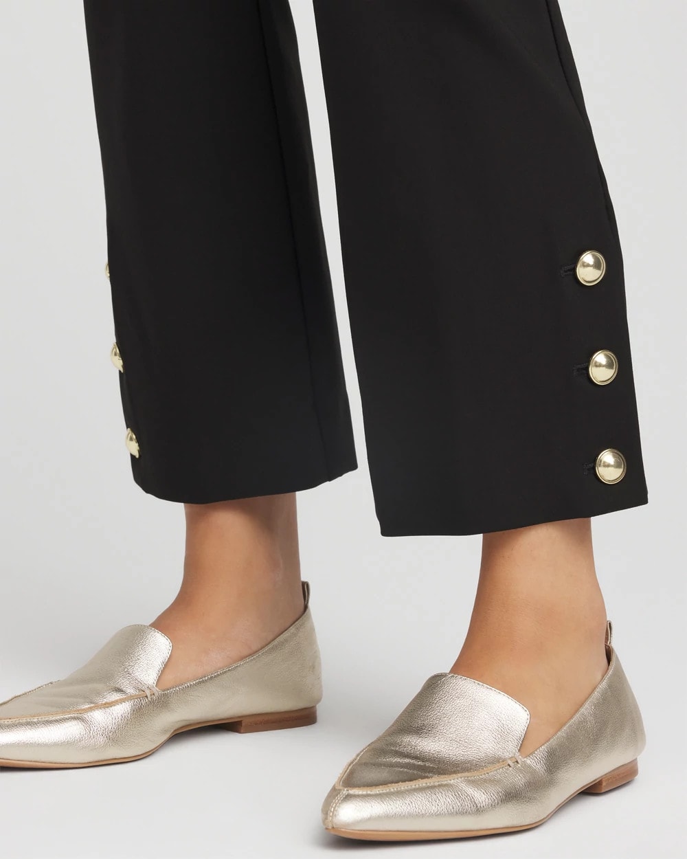 Chico's Value - Bi-Stretch Flared Button-Hem Cropped Pants Black