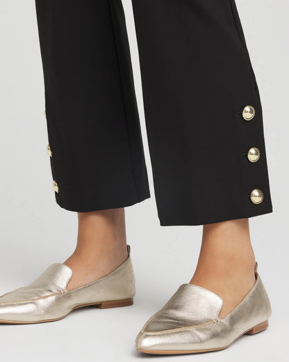Chico's Value - Bi-Stretch Flared Button-Hem Cropped Pants Black