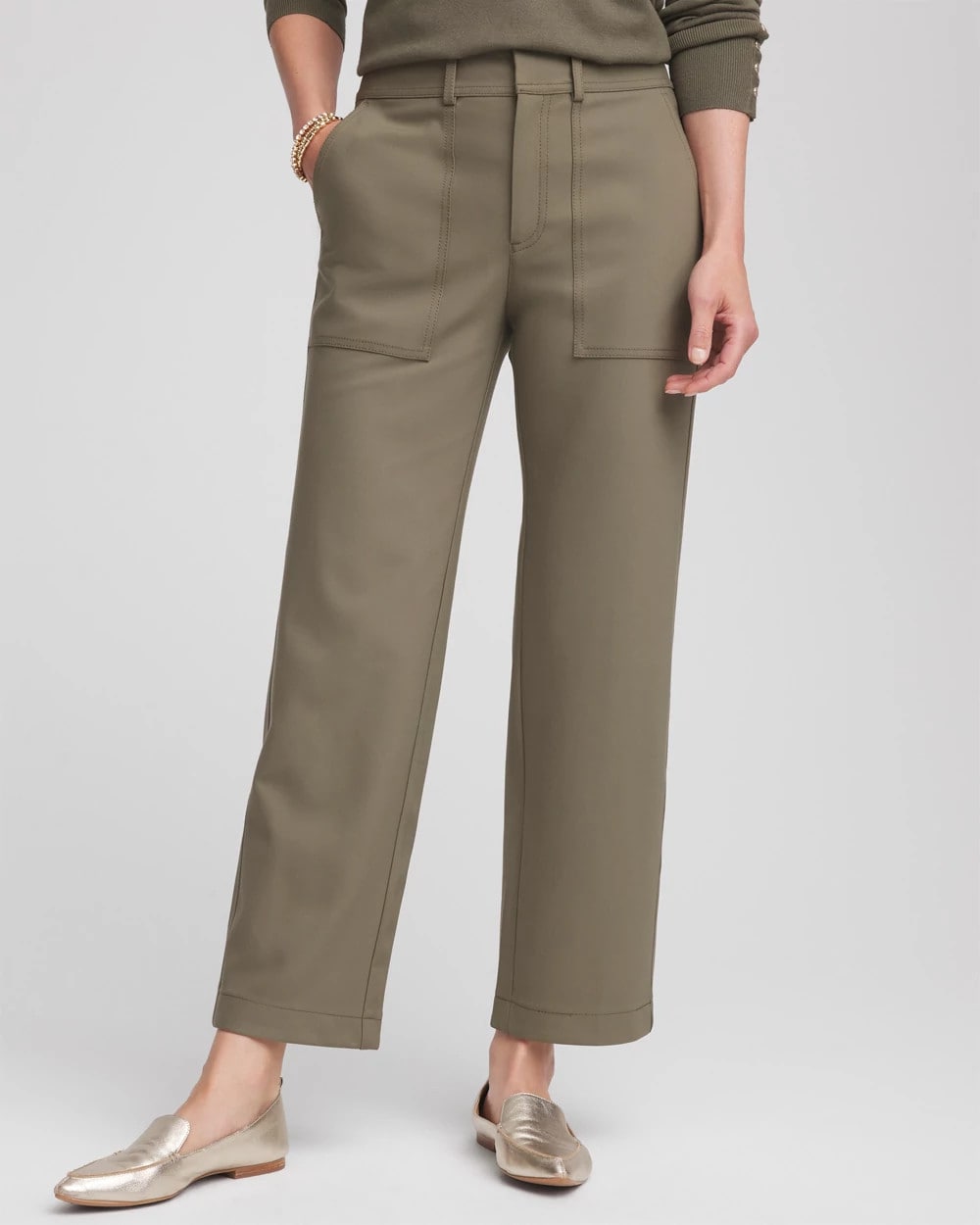 Chico's Special Offer - Petite Bi-Stretch Straight Ankle Pants Nettle Leaf