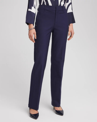 Chico's Featured - Cotton Straight-Leg Trousers Passport Blue