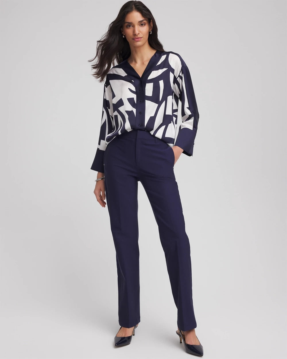 Chico's Featured - Cotton Straight-Leg Trousers Passport Blue