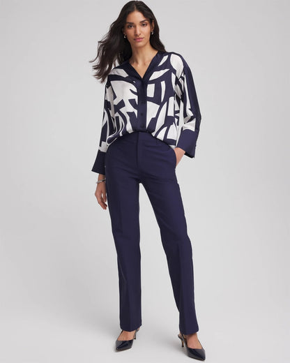 Chico's Featured - Cotton Straight-Leg Trousers Passport Blue