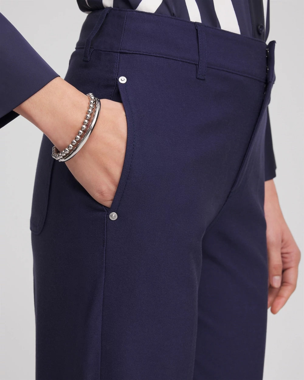 Chico's Featured - Cotton Straight-Leg Trousers Passport Blue