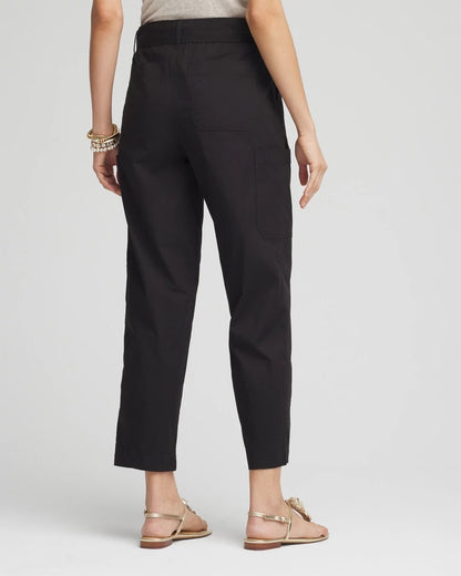 Chico's Essential - Poplin Pull-On Tapered-Leg Cropped Pants Black