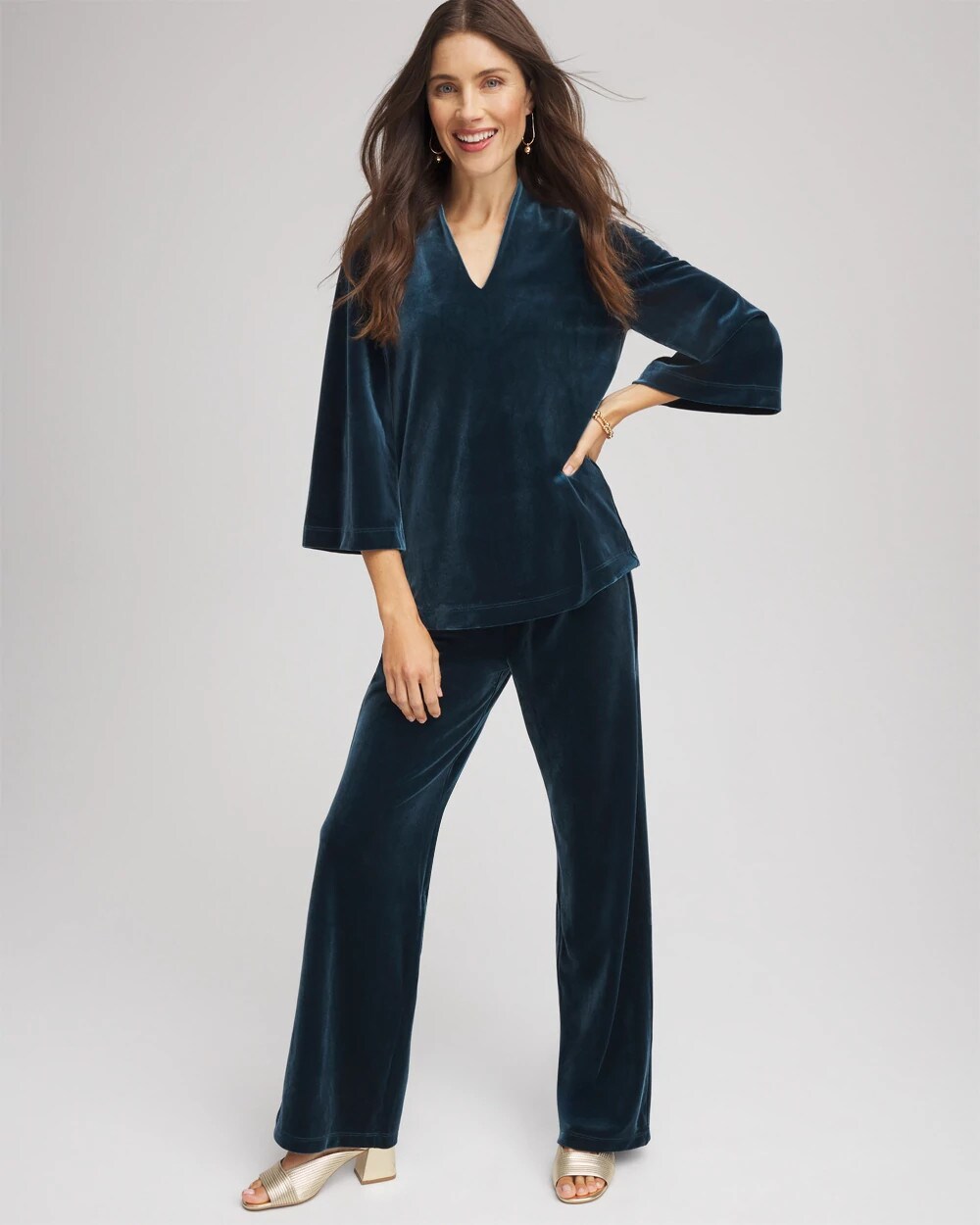 Chico's Featured - Travelers™ Velvet No Tummy Pants Teal Shadow