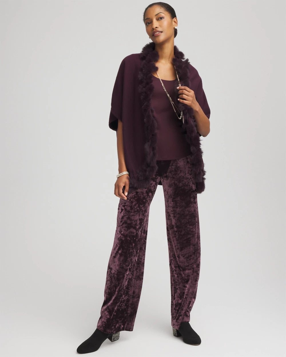 Chico's Everyday - Crushed Velvet Wide-Leg Pants Night Bloom