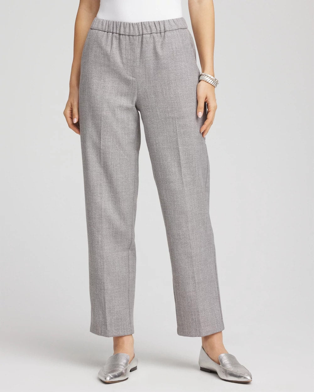 Chico's Everyday - Shimmer Straight Tapered Ankle Pants Silver